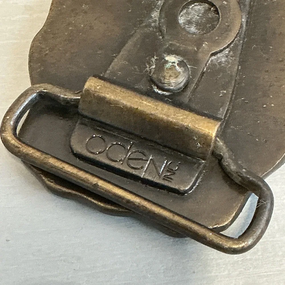 Vintage Oden USA Brass Belt Buckle Dean Name‎ Western Style Needs Repair